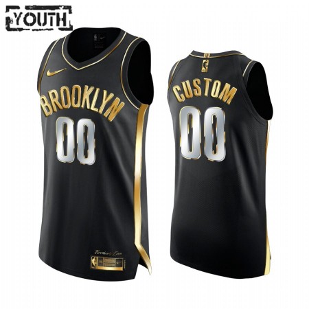 Kinder NBA Brooklyn Nets Trikot Benutzerdefinierte 2020-21 Schwarz Golden Edition Swingman